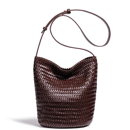 Handwoven Leather Bucket Bag Acalora