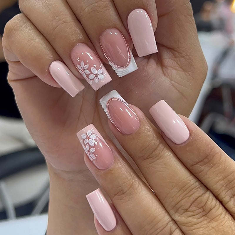 Decorative Press-On Nail Art Set with Floral Designs Acalora