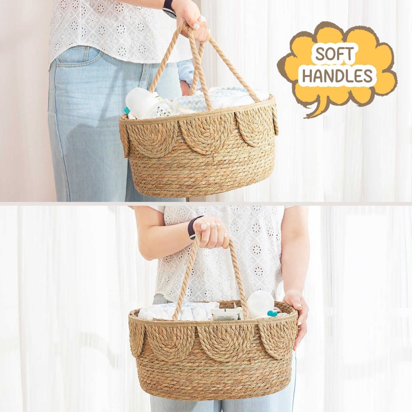 Handwoven decorative basket with ruffles Acalora