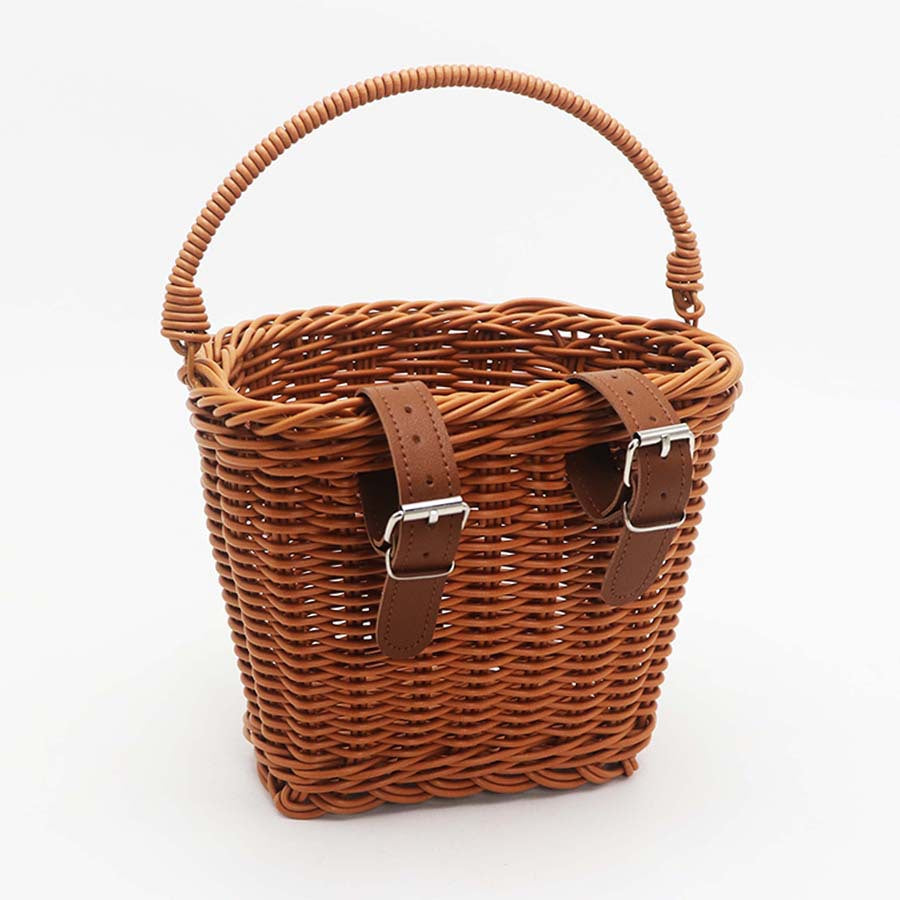 Decorative Woven Storage Basket with Leather Handles Acalora