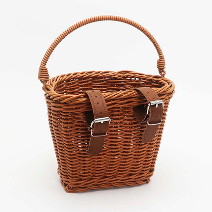 Decorative Woven Storage Basket with Leather Handles Acalora