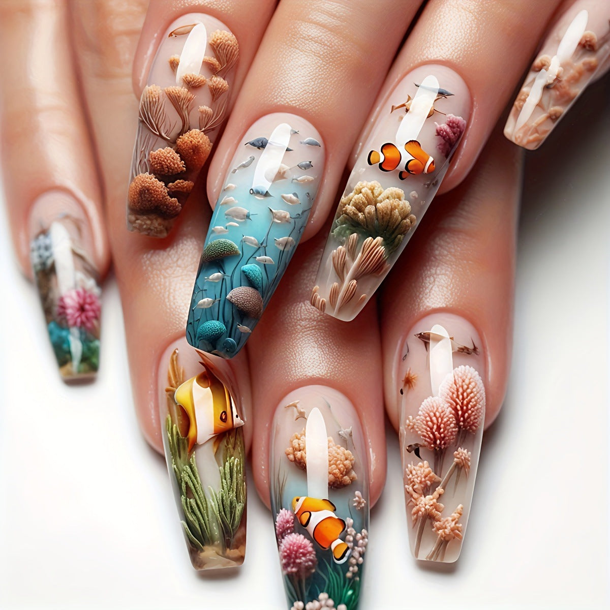 Underwater Scenery 3D Nail Art Acalora