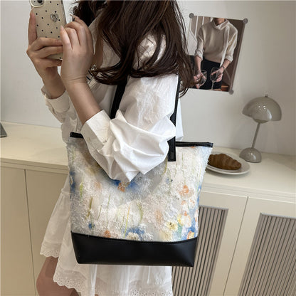Artistic Floral Embroidered Tote Bag Acalora