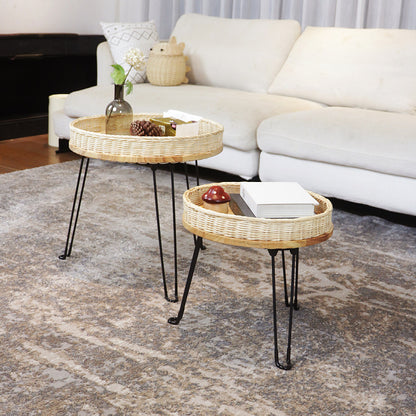 Woven Round Storage Table Acalora