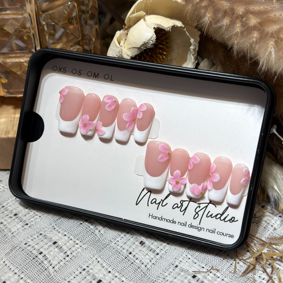 Floral Embellished Press-On Nail Set Acalora