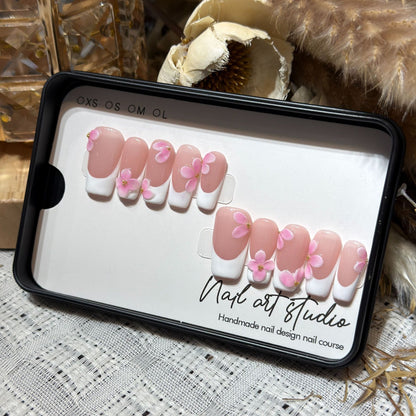 Floral Embellished Press-On Nail Set Acalora