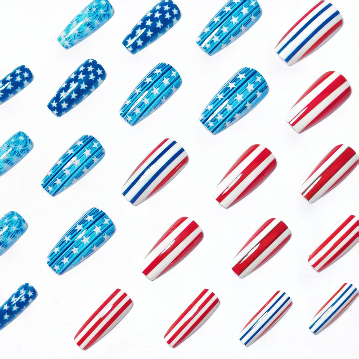 Patriotic Stars and Stripes Nail Art Acalora