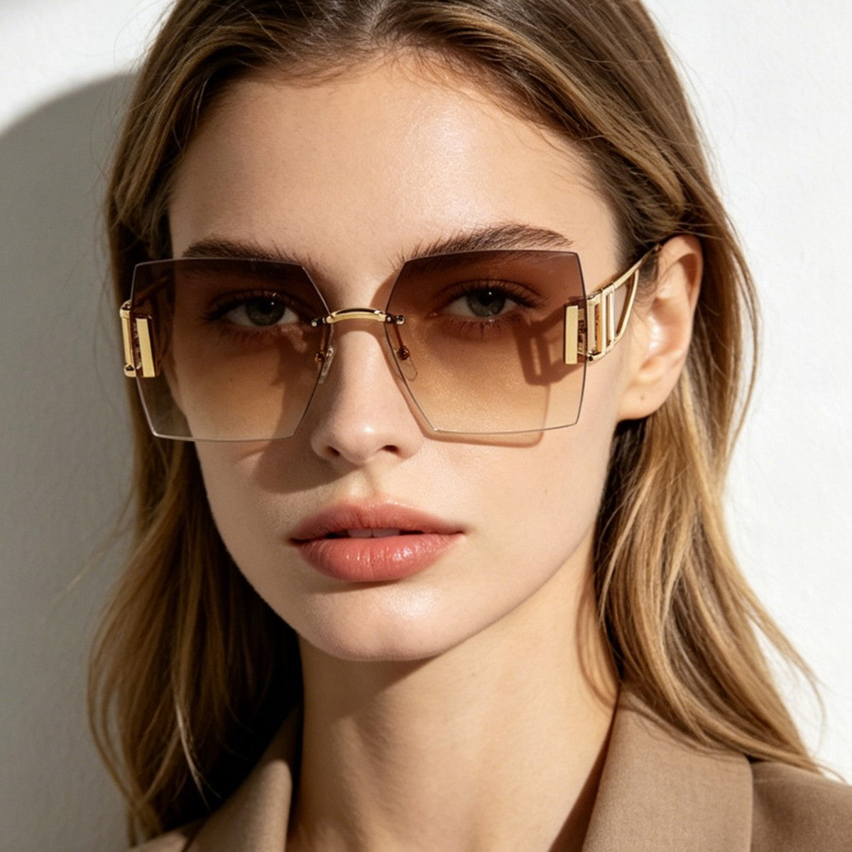 Women's square sunglasses with luxurious metal frame Karnz