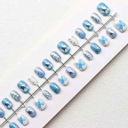 Artistic Star and Bow Press-On Nail Set Acalora