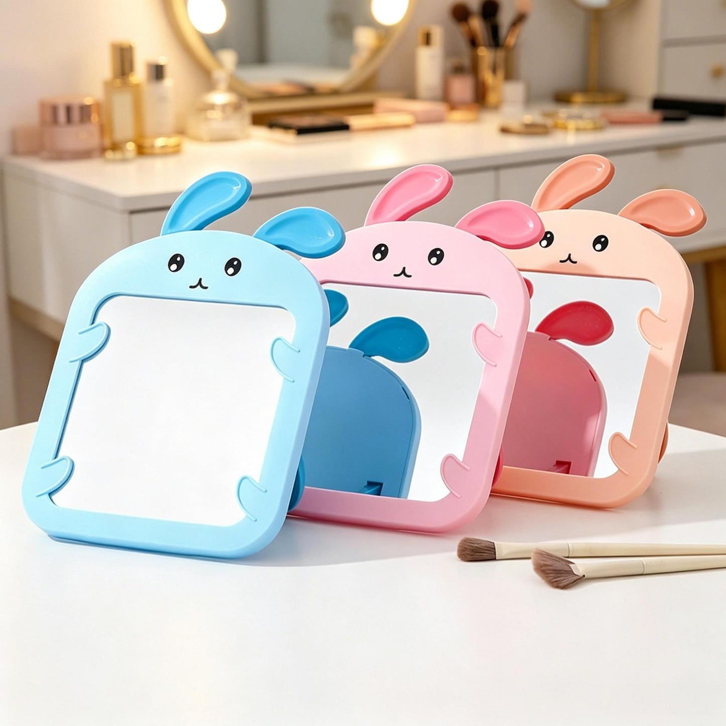 Cute Bunny-Themed Handheld Mirror