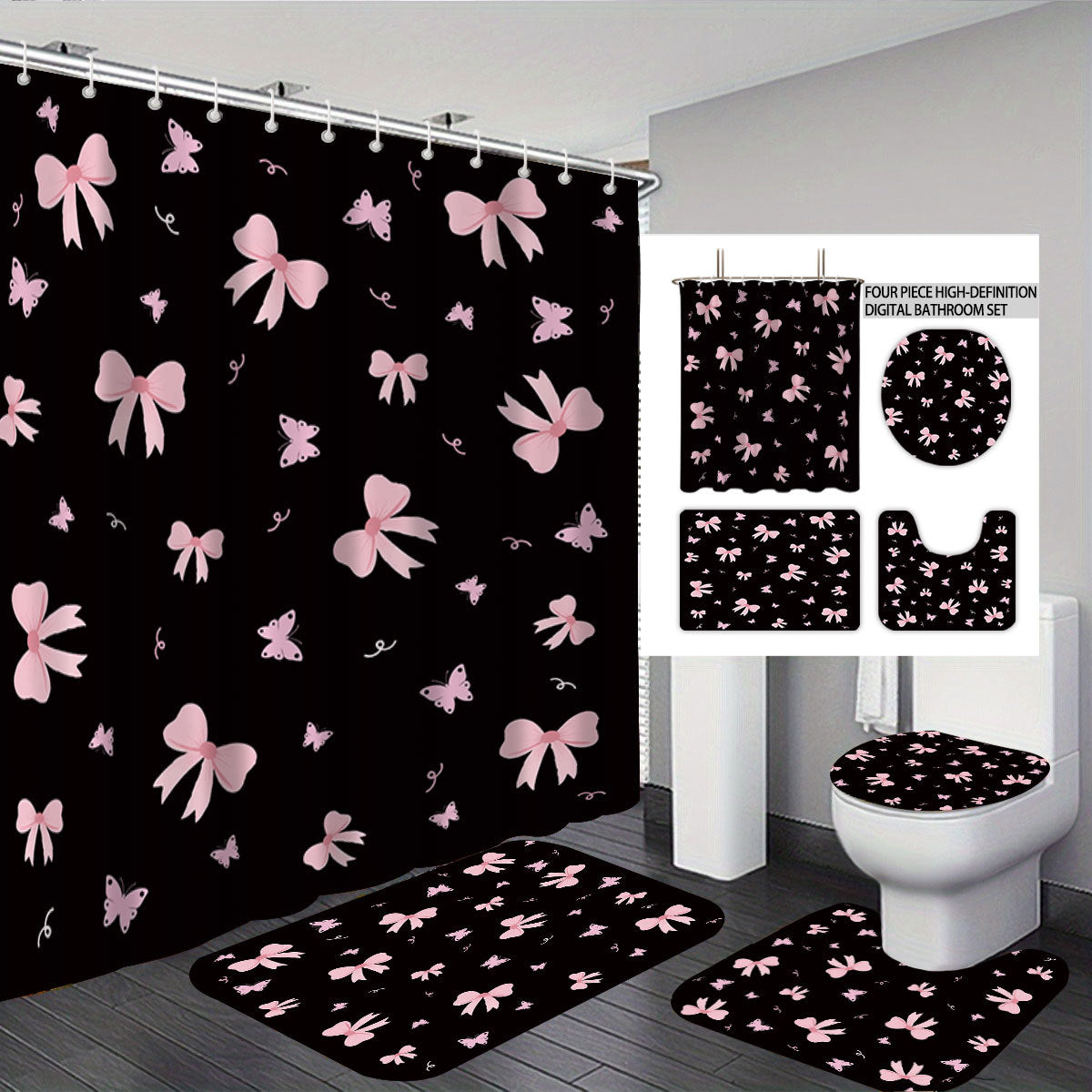 Bunny-Themed Digital Bathroom Decor Set