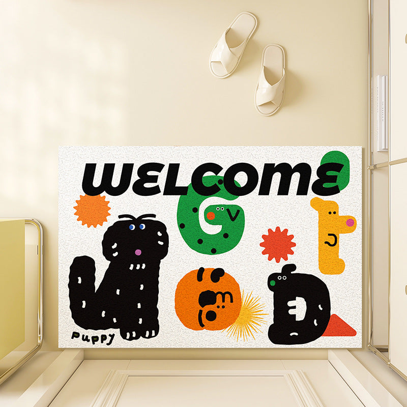 Playful Illustrated Welcome Mat