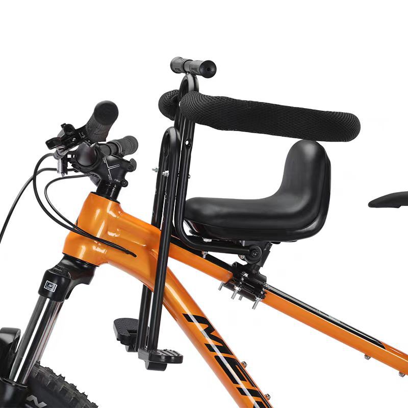 front-mounted child bike seat with adjustable footrests padded safety rails Bowlift
