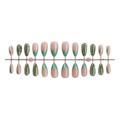 Decorative Press-On Nail Set with Unique Leaf and Ombre Designs Acalora