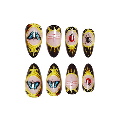 Artistic Insect-Motif Press-On Nail Art Acalora