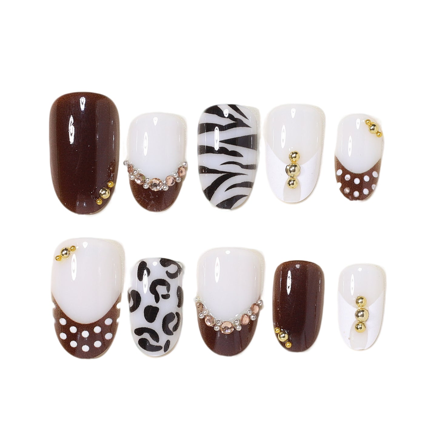 Artistic Nail Design Set with Gem Accents Acalora