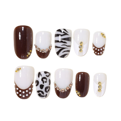 Artistic Nail Design Set with Gem Accents Acalora