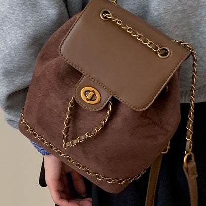 Stylish Suede Drawstring Backpack Acalora