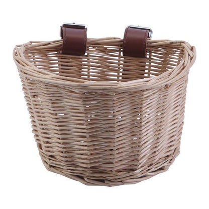 Unisex bicycle basket made of woven material with leather straps Bowlift