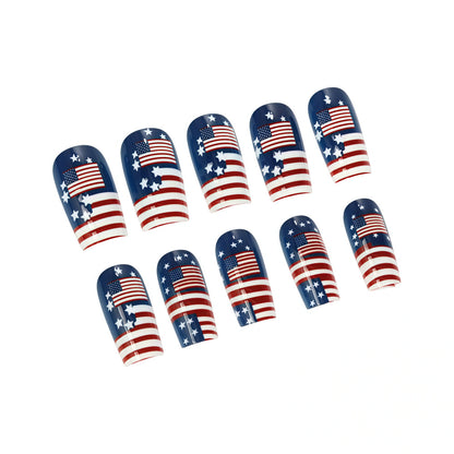 Artificial nails with patriotic flag motif Acalora