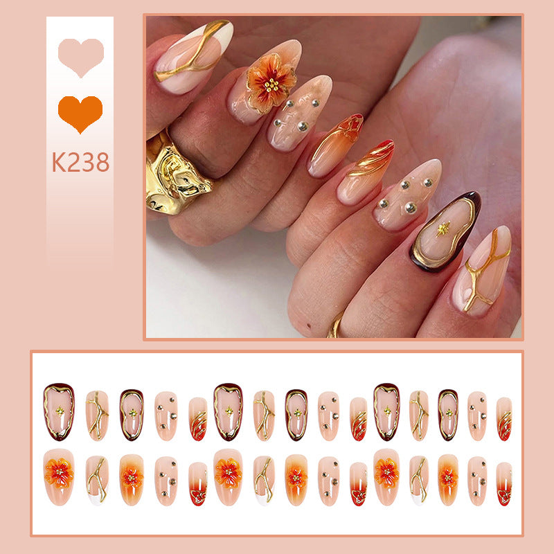Nail art set with floral accents and glitter elements Acalora