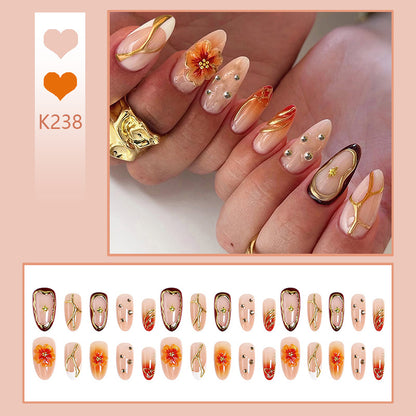 Nail art set with floral accents and glitter elements Acalora