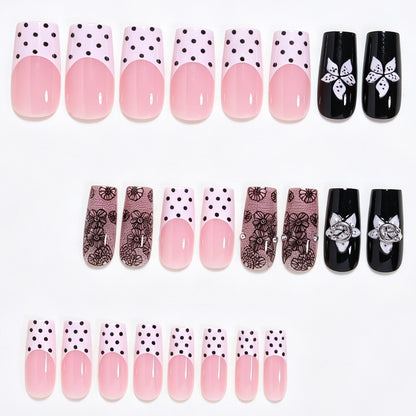 Floral Lace Design Press-On Nail Art Acalora