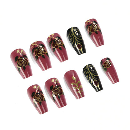 Artificial Nail Set with Floral and Elegant Decorations Acalora