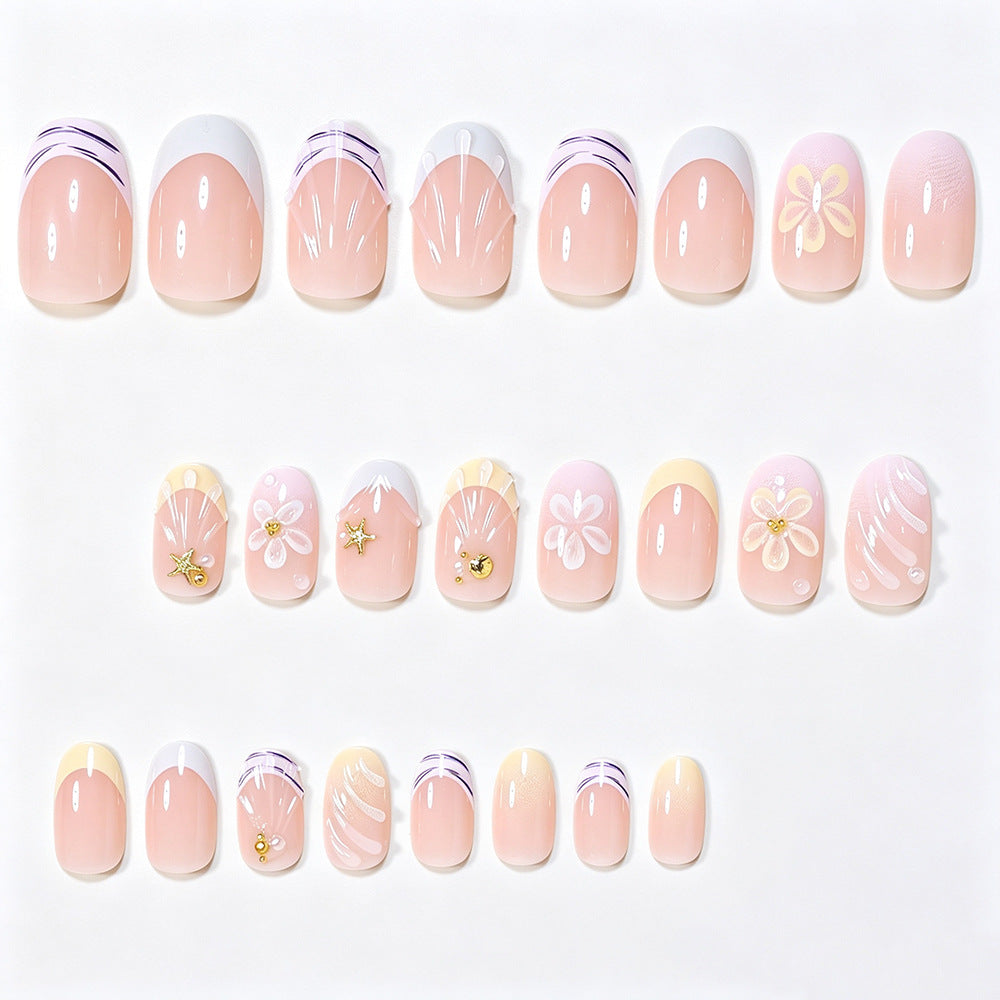 Artistic Floral Gel Nail Extensions Acalora