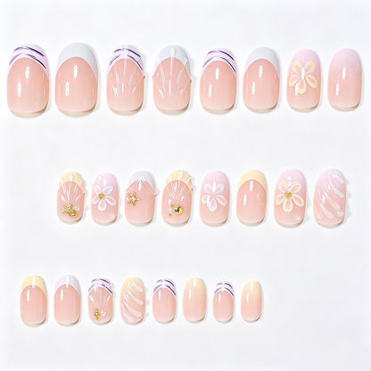 Artistic Floral Gel Nail Extensions Acalora