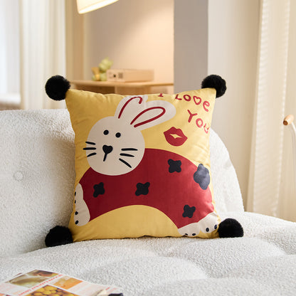 Decorative Rabbit Graphic Throw Pillow