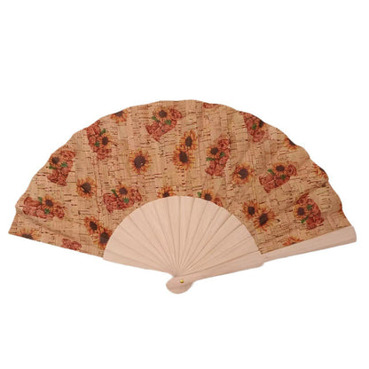 Ladies handcrafted fan made of cork and wood Bowlift