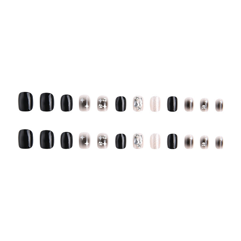 Artificial nail set with glamorous glitter and crystal decorations Acalora