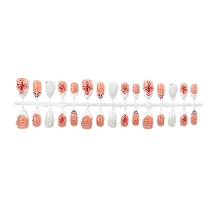 Artificial nails with handcrafted flower and glitter elements Acalora