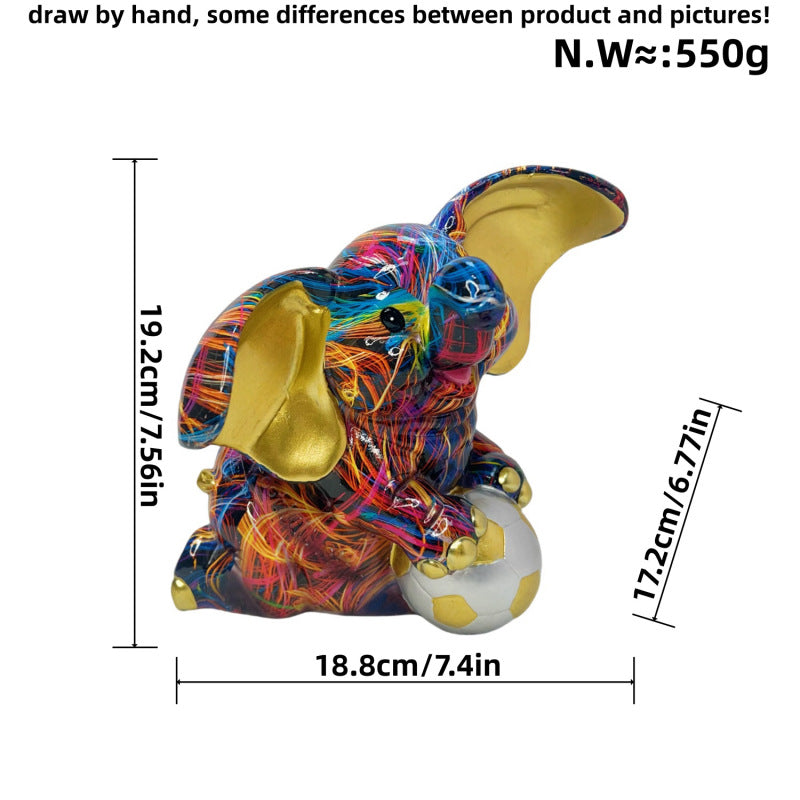 Artistic elephant figure with football motif Acalora
