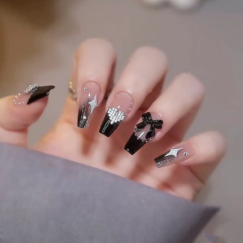 Acrylic nail set with glamorous 3D decorations and noble accents Acalora