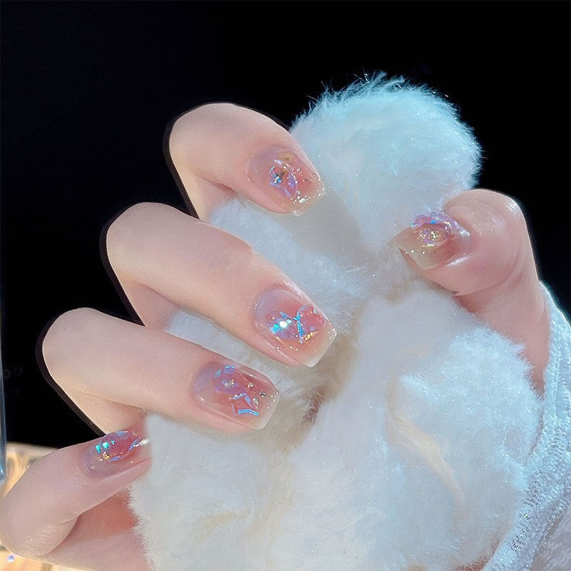 Acrylic nail set with sparkling holographic accents Acalora