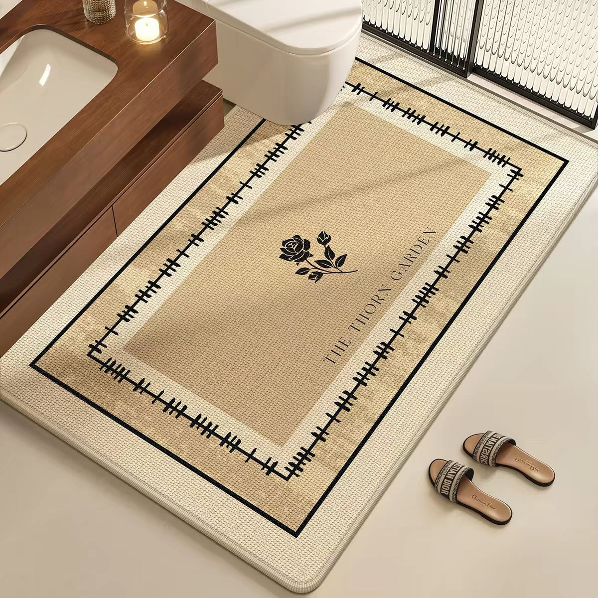 Elegant Floral Bathroom Mat