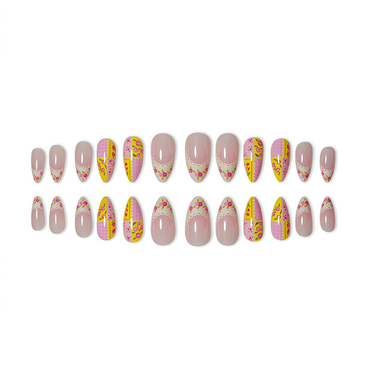 Elegant Floral Design Press-On Nails Set Acalora