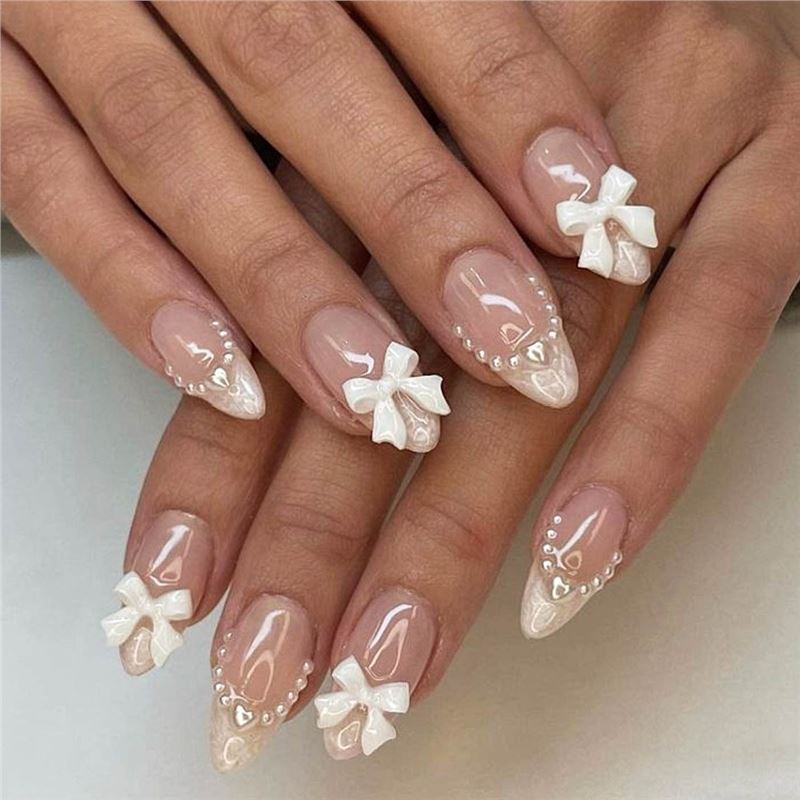 Decorative Stiletto Press-On Nail Art with Floral Accents Acalora