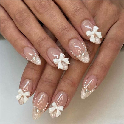 Decorative Stiletto Press-On Nail Art with Floral Accents Acalora