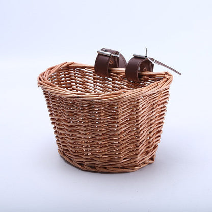 Unisex bicycle basket made of woven material with leather straps Bowlift