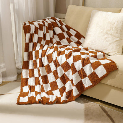 Soft Plush Checkerboard Throw Blanket