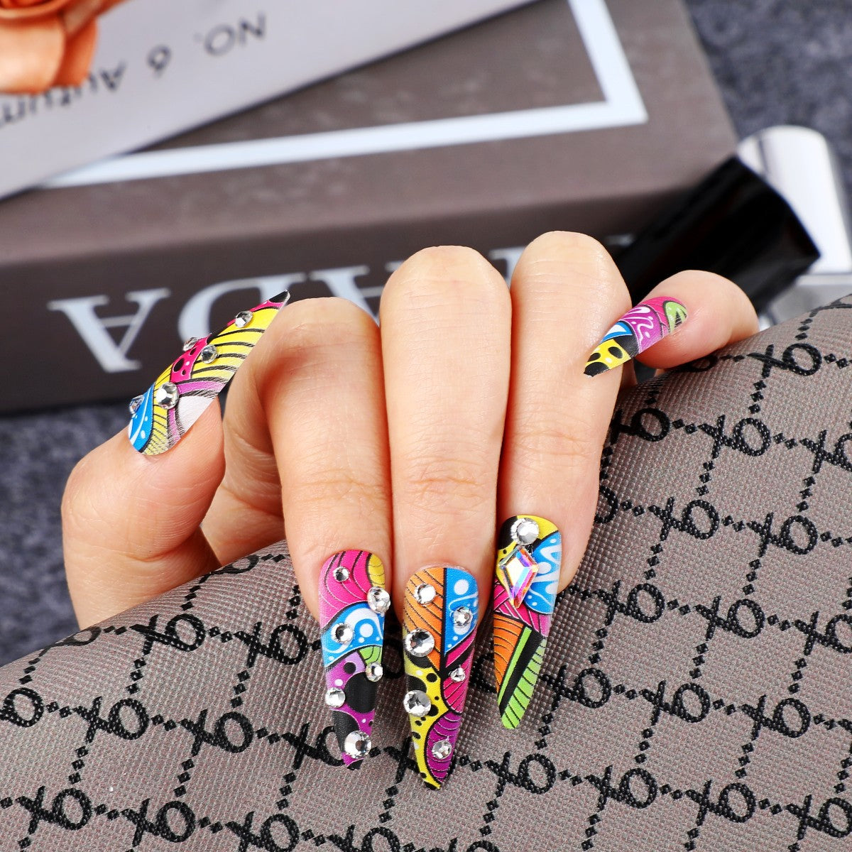 Creative Nail Art with Colorful Design Acalora