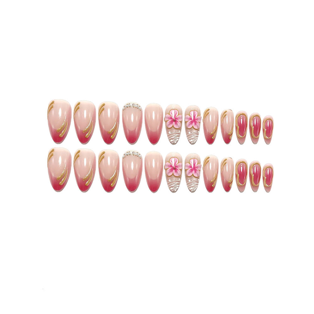 Artificial nails with floral and glamorous accents Acalora