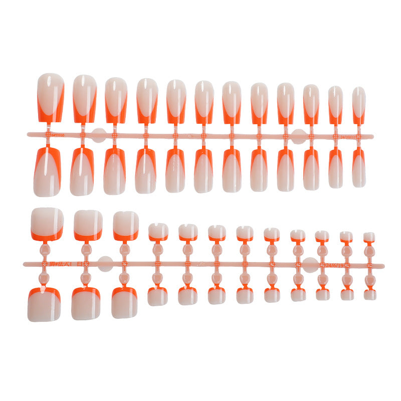 Decorative Press-On Nail Set with Geometric Design Acalora