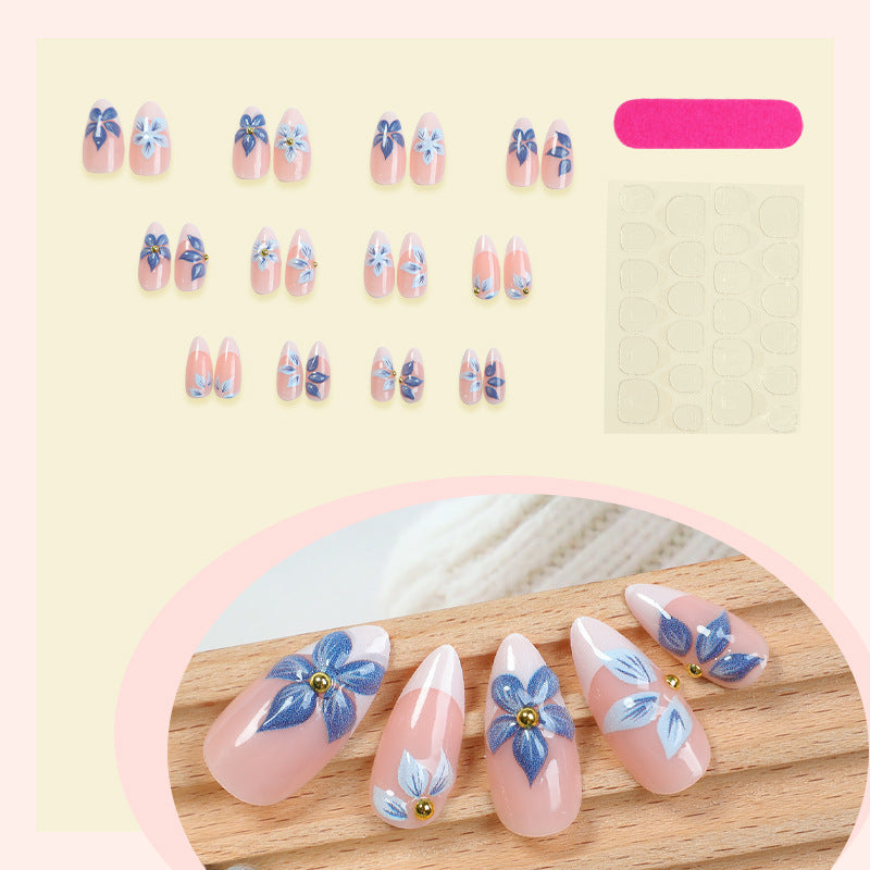 Press-On Nail Set with Floral Embellishments Acalora