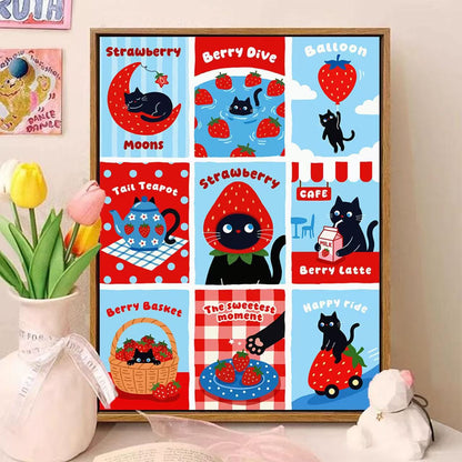 Playful Cat-Themed Illustrated Wall Art