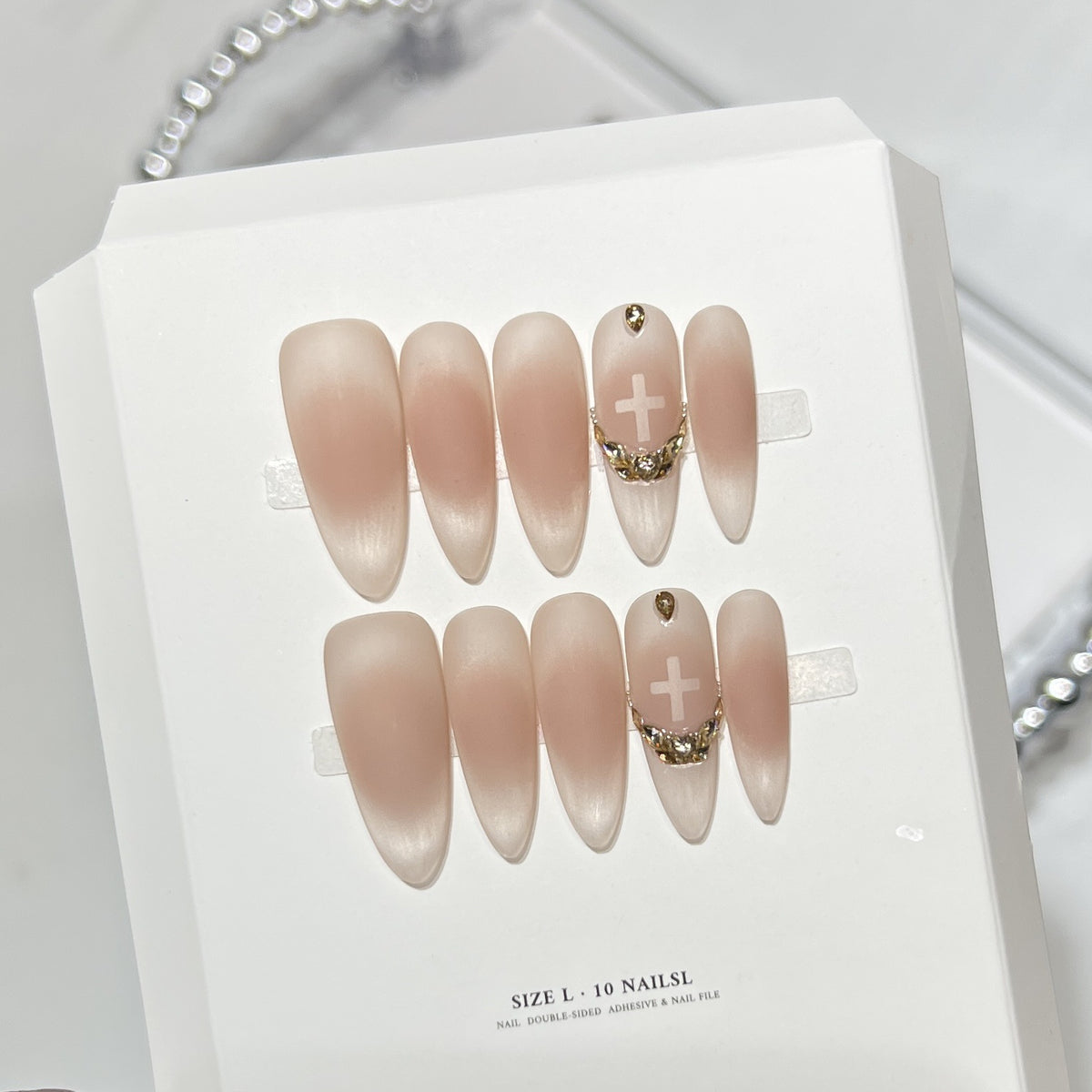 Elegant Stiletto Press-On Nail Art Set with Crystal Accents Acalora