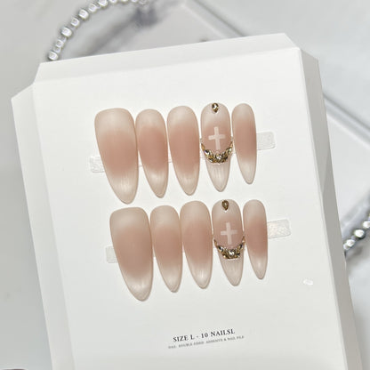 Elegant Stiletto Press-On Nail Art Set with Crystal Accents Acalora